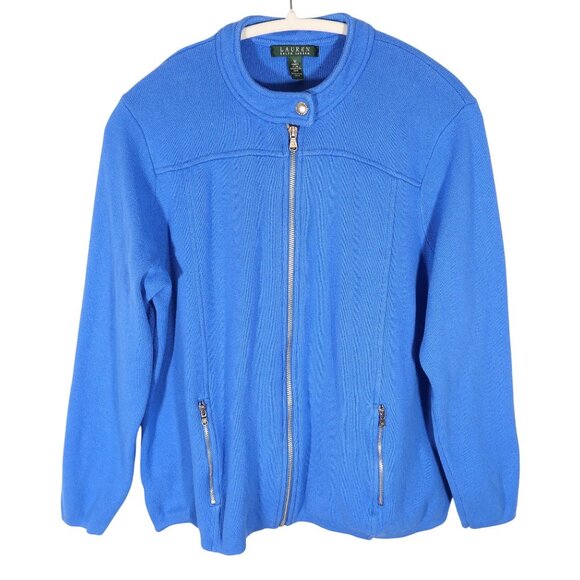 Lauren Ralph Lauren Sweaters - LAUREN RALPH LAUREN Full Zip Cotton Sweater Jacket Size 1X Preppy Classic